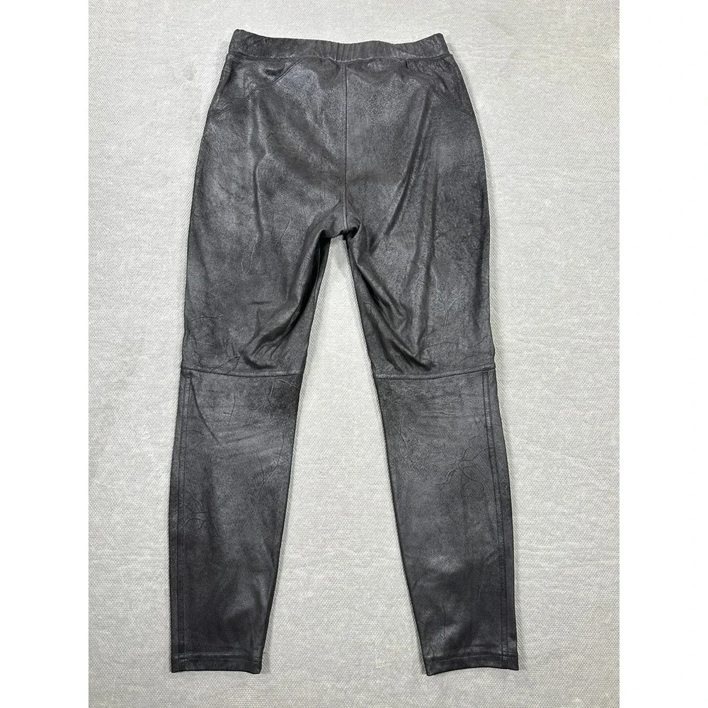 Free People Vegan Leather Leggings Washed Black Crackle Slim Pull On Pants S